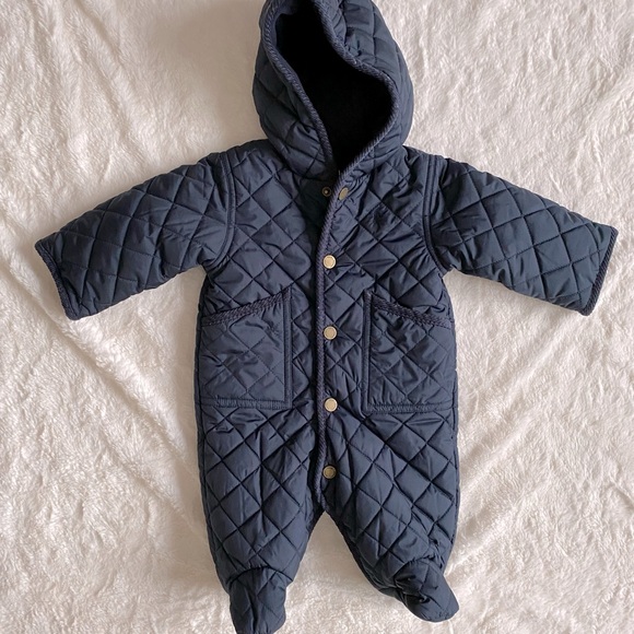 RALPH LAURENNavy Quilted Snowsuit EUC 3M